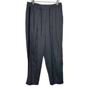 Me + Em Black Herringbone Tapered Ankle Pants Black Side Trim Office Workwear 30